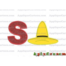 Hat Curious George Applique Embroidery Design With Alphabet S
