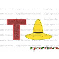 Hat Curious George Applique Embroidery Design With Alphabet T