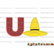 Hat Curious George Applique Embroidery Design With Alphabet U