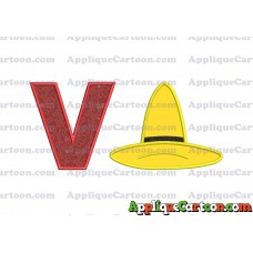 Hat Curious George Applique Embroidery Design With Alphabet V
