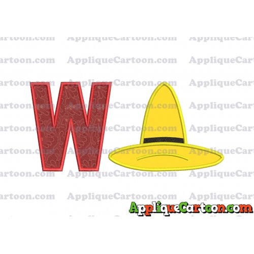 Hat Curious George Applique Embroidery Design With Alphabet W