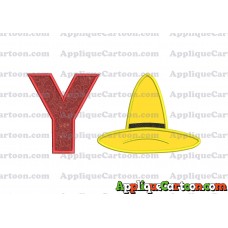 Hat Curious George Applique Embroidery Design With Alphabet Y