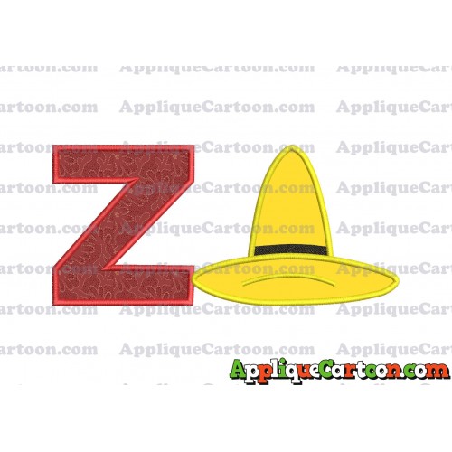 Hat Curious George Applique Embroidery Design With Alphabet Z