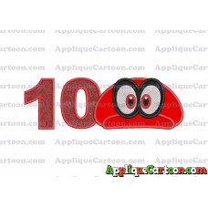 Hat Super Mario Odyssey Applique 01 Embroidery Design Birthday Number 10