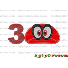Hat Super Mario Odyssey Applique 01 Embroidery Design Birthday Number 3