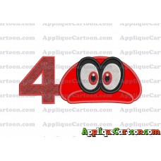 Hat Super Mario Odyssey Applique 01 Embroidery Design Birthday Number 4