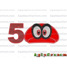 Hat Super Mario Odyssey Applique 01 Embroidery Design Birthday Number 5