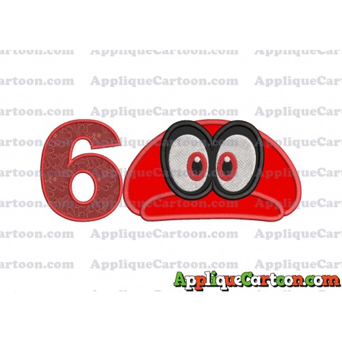 Hat Super Mario Odyssey Applique 01 Embroidery Design Birthday Number 6