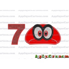 Hat Super Mario Odyssey Applique 01 Embroidery Design Birthday Number 7