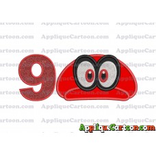 Hat Super Mario Odyssey Applique 01 Embroidery Design Birthday Number 9