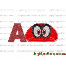 Hat Super Mario Odyssey Applique 01 Embroidery Design With Alphabet A