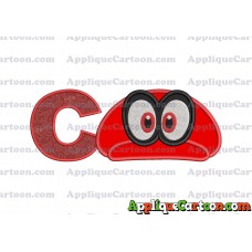 Hat Super Mario Odyssey Applique 01 Embroidery Design With Alphabet C