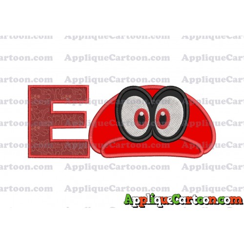 Hat Super Mario Odyssey Applique 01 Embroidery Design With Alphabet E