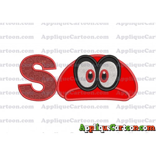 Hat Super Mario Odyssey Applique 01 Embroidery Design With Alphabet S