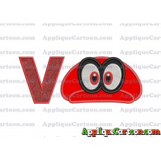 Hat Super Mario Odyssey Applique 01 Embroidery Design With Alphabet V