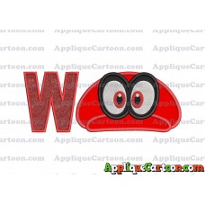 Hat Super Mario Odyssey Applique 01 Embroidery Design With Alphabet W