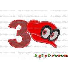 Hat Super Mario Odyssey Applique 02 Embroidery Design Birthday Number 3