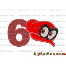 Hat Super Mario Odyssey Applique 02 Embroidery Design Birthday Number 6