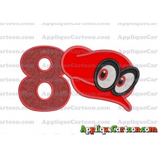 Hat Super Mario Odyssey Applique 02 Embroidery Design Birthday Number 8