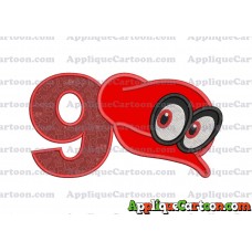 Hat Super Mario Odyssey Applique 02 Embroidery Design Birthday Number 9