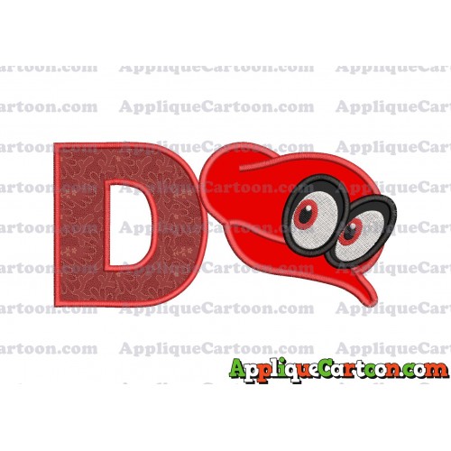 Hat Super Mario Odyssey Applique 02 Embroidery Design With Alphabet D