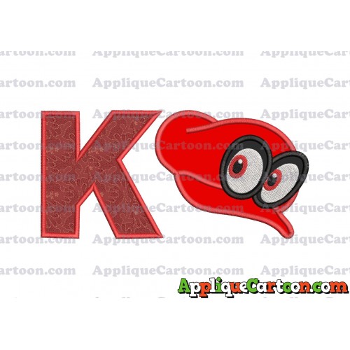 Hat Super Mario Odyssey Applique 02 Embroidery Design With Alphabet K