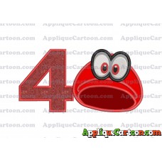 Hat Super Mario Odyssey Applique 03 Embroidery Design Birthday Number 4