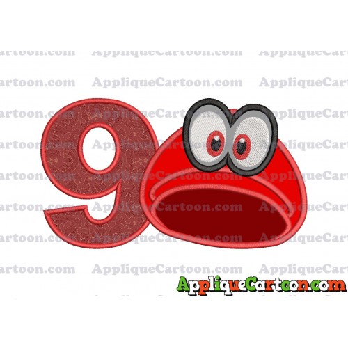 Hat Super Mario Odyssey Applique 03 Embroidery Design Birthday Number 9
