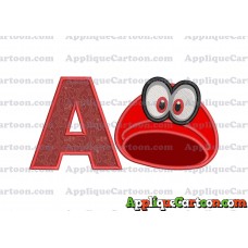 Hat Super Mario Odyssey Applique 03 Embroidery Design With Alphabet A