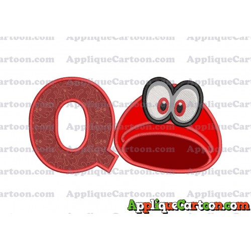 Hat Super Mario Odyssey Applique 03 Embroidery Design With Alphabet Q