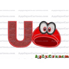 Hat Super Mario Odyssey Applique 03 Embroidery Design With Alphabet U