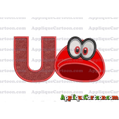Hat Super Mario Odyssey Applique 03 Embroidery Design With Alphabet U