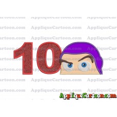 Head Buzz Lightyear Toy Story Applique Embroidery Design Birthday Number 10