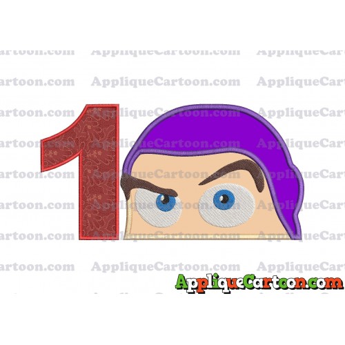 Head Buzz Lightyear Toy Story Applique Embroidery Design Birthday Number 1