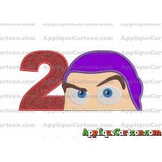Head Buzz Lightyear Toy Story Applique Embroidery Design Birthday Number 2