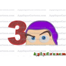 Head Buzz Lightyear Toy Story Applique Embroidery Design Birthday Number 3