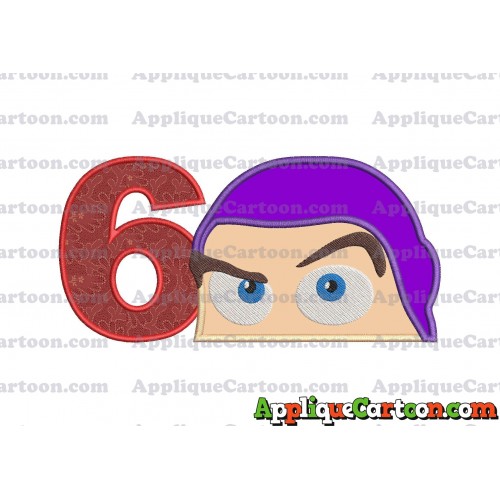 Head Buzz Lightyear Toy Story Applique Embroidery Design Birthday Number 6