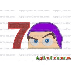 Head Buzz Lightyear Toy Story Applique Embroidery Design Birthday Number 7