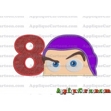 Head Buzz Lightyear Toy Story Applique Embroidery Design Birthday Number 8