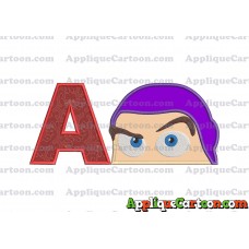 Head Buzz Lightyear Toy Story Applique Embroidery Design With Alphabet A