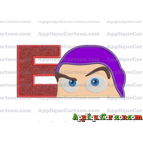 Head Buzz Lightyear Toy Story Applique Embroidery Design With Alphabet E