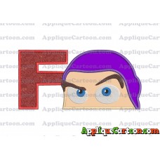 Head Buzz Lightyear Toy Story Applique Embroidery Design With Alphabet F