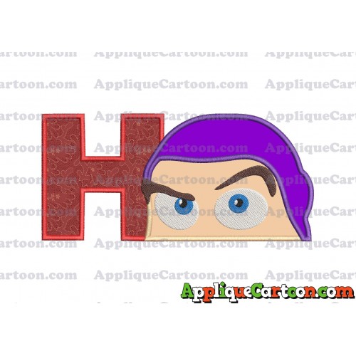 Head Buzz Lightyear Toy Story Applique Embroidery Design With Alphabet H