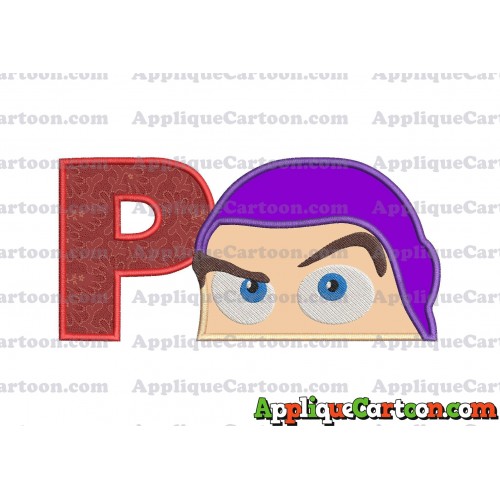 Head Buzz Lightyear Toy Story Applique Embroidery Design With Alphabet P