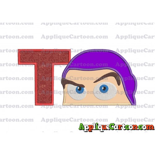 Head Buzz Lightyear Toy Story Applique Embroidery Design With Alphabet T