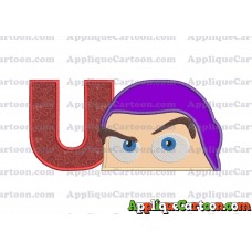 Head Buzz Lightyear Toy Story Applique Embroidery Design With Alphabet U
