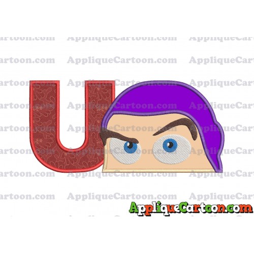 Head Buzz Lightyear Toy Story Applique Embroidery Design With Alphabet U
