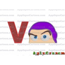 Head Buzz Lightyear Toy Story Applique Embroidery Design With Alphabet V