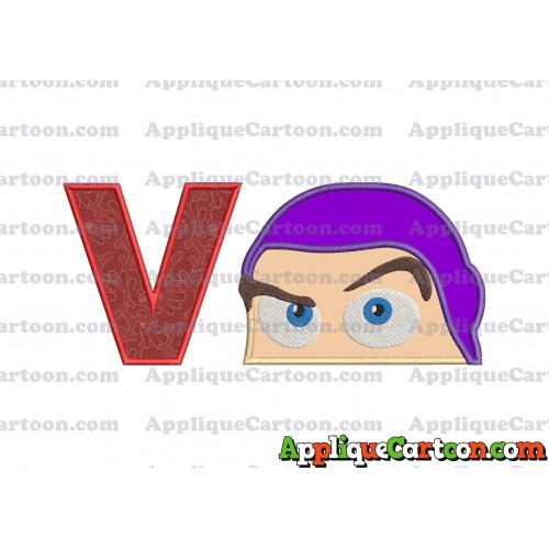 Head Buzz Lightyear Toy Story Applique Embroidery Design With Alphabet V