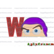 Head Buzz Lightyear Toy Story Applique Embroidery Design With Alphabet W
